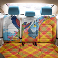 Saint Lucia Independence Day Back Car Seat Cover Saint Lucian Map Pitons Madras Pattern