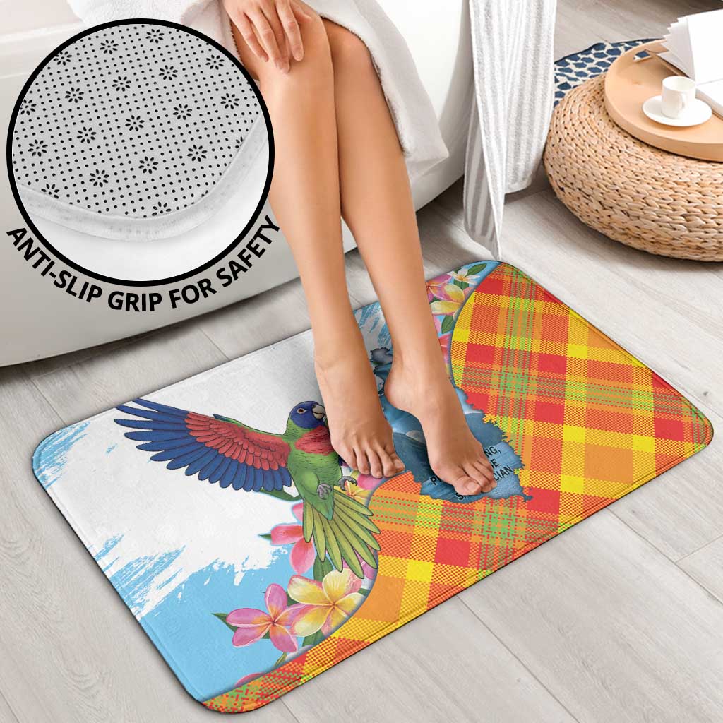 Saint Lucia Independence Day Bathroom Set Saint Lucian Map Pitons Madras Pattern
