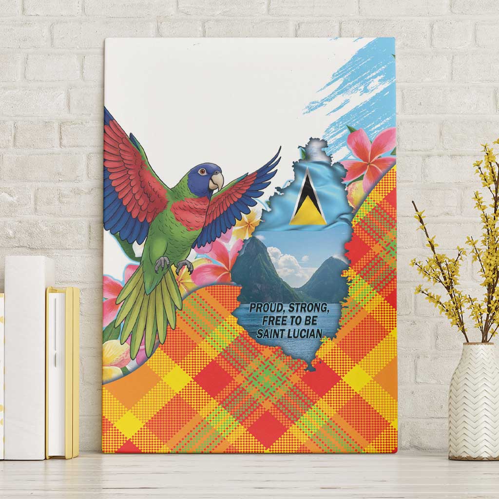 Saint Lucia Independence Day Canvas Wall Art Saint Lucian Map Pitons Madras Pattern