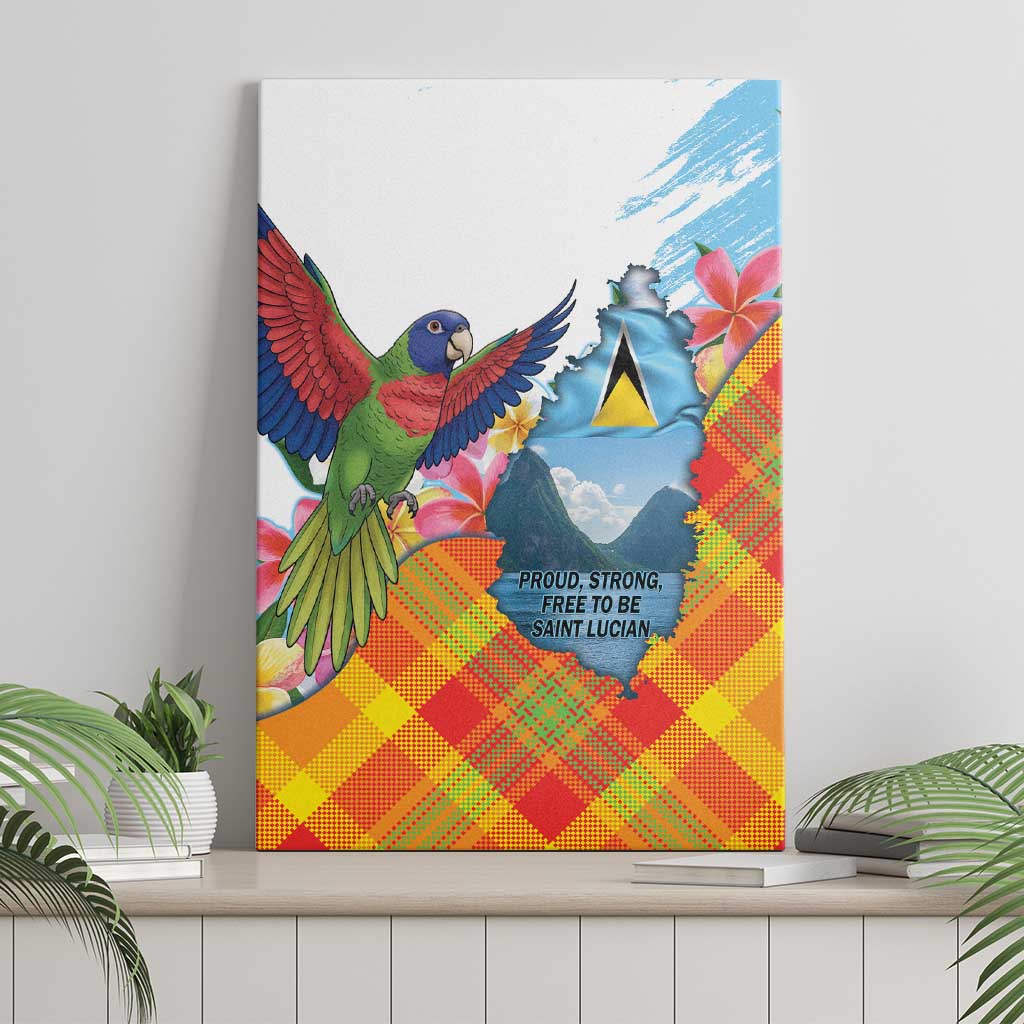 Saint Lucia Independence Day Canvas Wall Art Saint Lucian Map Pitons Madras Pattern