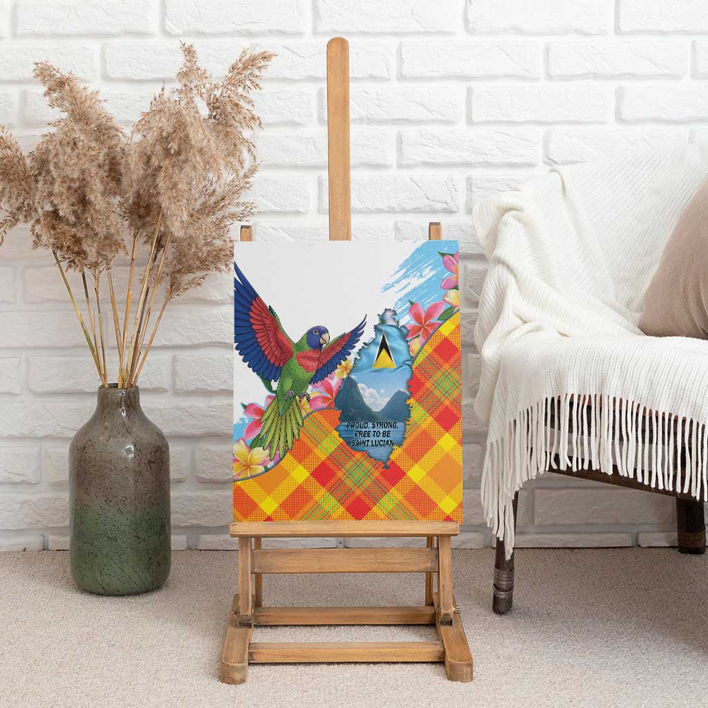 Saint Lucia Independence Day Canvas Wall Art Saint Lucian Map Pitons Madras Pattern