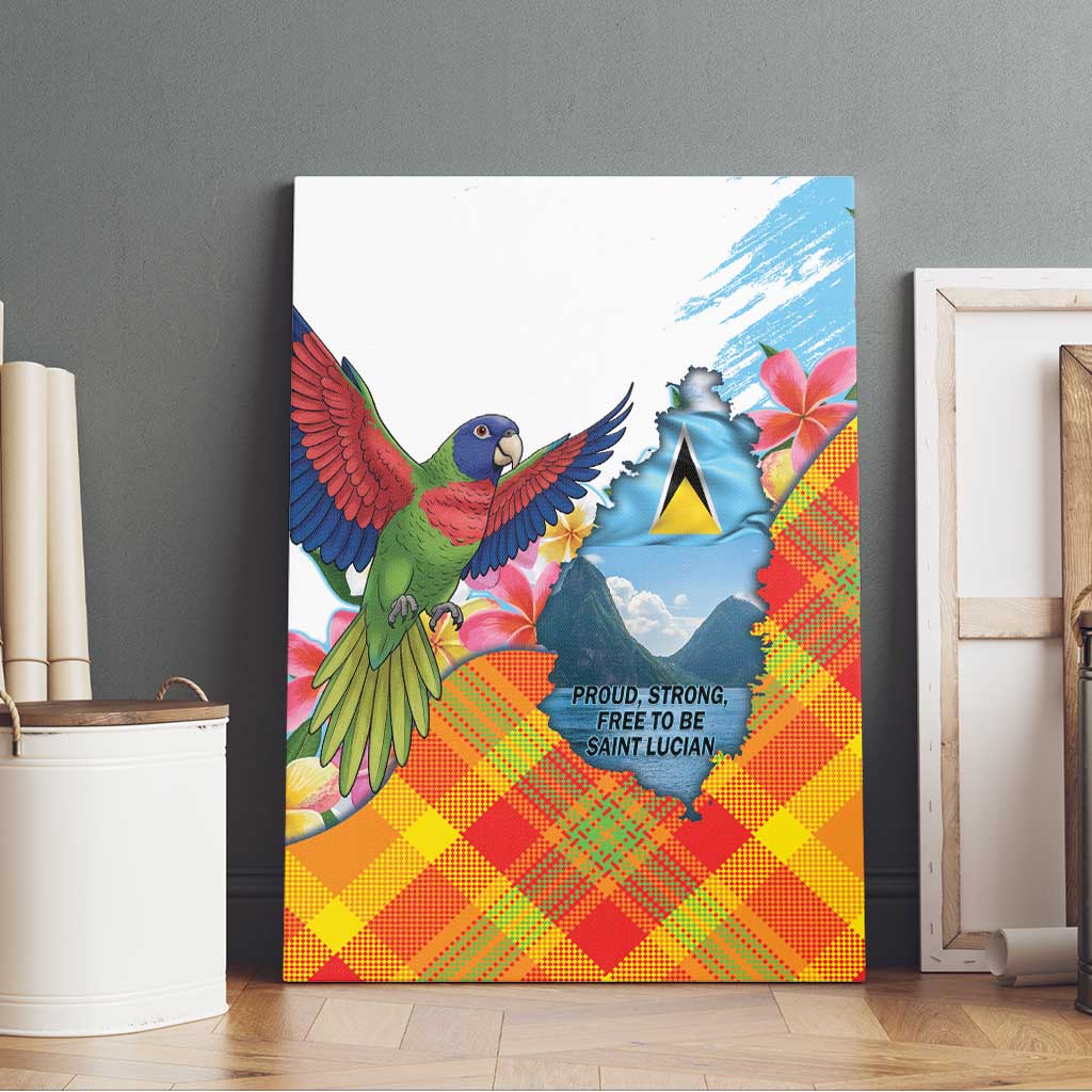 Saint Lucia Independence Day Canvas Wall Art Saint Lucian Map Pitons Madras Pattern