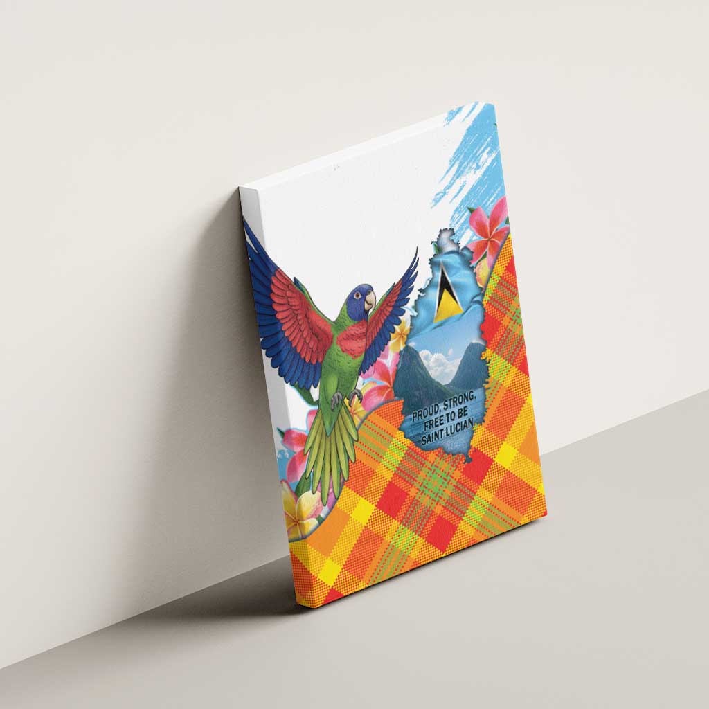 Saint Lucia Independence Day Canvas Wall Art Saint Lucian Map Pitons Madras Pattern