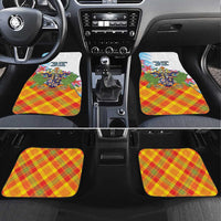 Saint Lucia Independence Day Car Mats Saint Lucian Map Pitons Madras Pattern