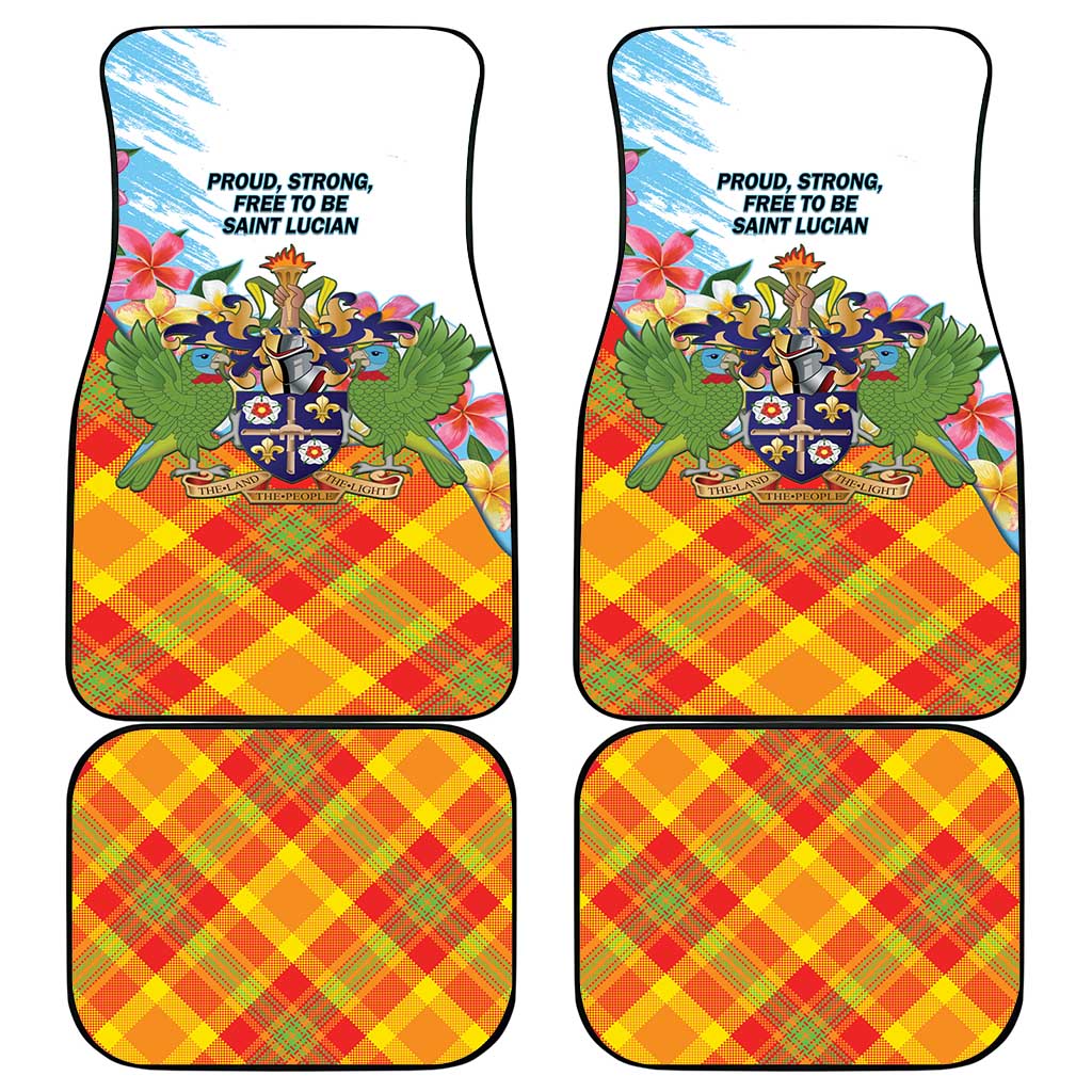 Saint Lucia Independence Day Car Mats Saint Lucian Map Pitons Madras Pattern