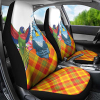 Saint Lucia Independence Day Car Seat Cover Saint Lucian Map Pitons Madras Pattern