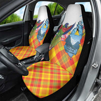 Saint Lucia Independence Day Car Seat Cover Saint Lucian Map Pitons Madras Pattern