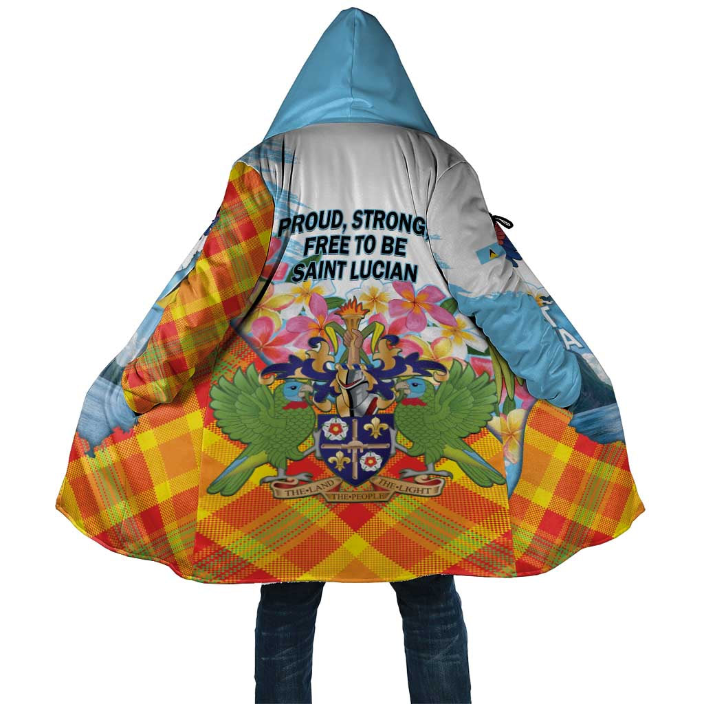 Saint Lucia Independence Day Cloak Saint Lucian Map Pitons Madras Pattern