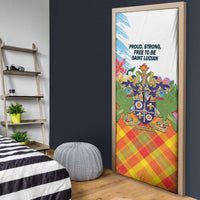 Saint Lucia Independence Day Door Cover Saint Lucian Map Pitons Madras Pattern