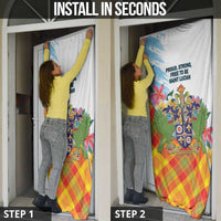 Saint Lucia Independence Day Door Cover Saint Lucian Map Pitons Madras Pattern