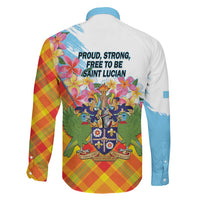 Saint Lucia Independence Day Family Matching Long Sleeve Bodycon Dress and Hawaiian Shirt Saint Lucian Map Pitons Madras Pattern