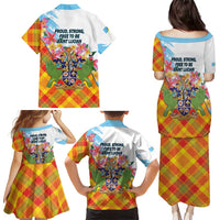 Saint Lucia Independence Day Family Matching Puletasi and Hawaiian Shirt Saint Lucian Map Pitons Madras Pattern