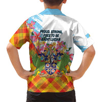 Saint Lucia Independence Day Family Matching Summer Maxi Dress and Hawaiian Shirt Saint Lucian Map Pitons Madras Pattern