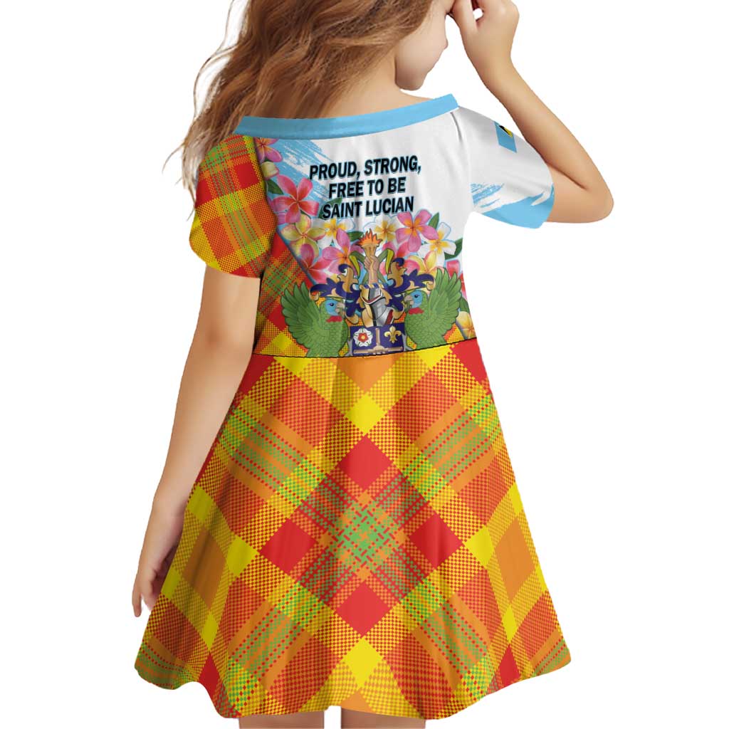 Saint Lucia Independence Day Family Matching Summer Maxi Dress and Hawaiian Shirt Saint Lucian Map Pitons Madras Pattern