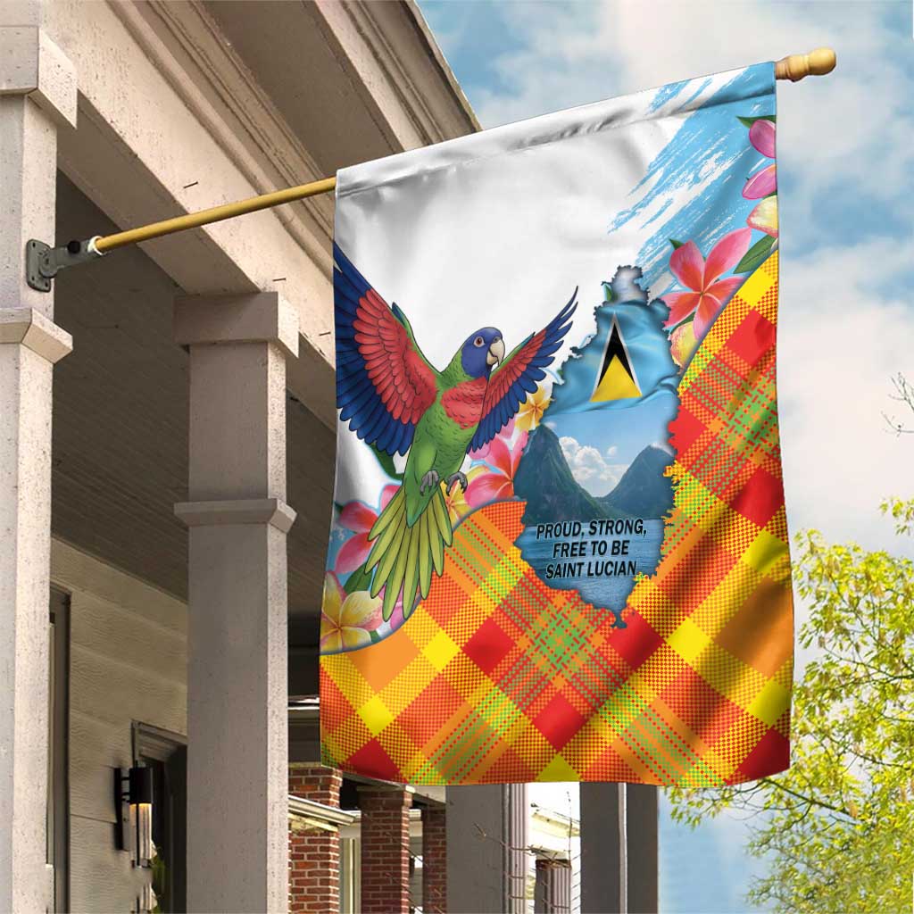 Saint Lucia Independence Day Garden Flag Saint Lucian Map Pitons Madras Pattern