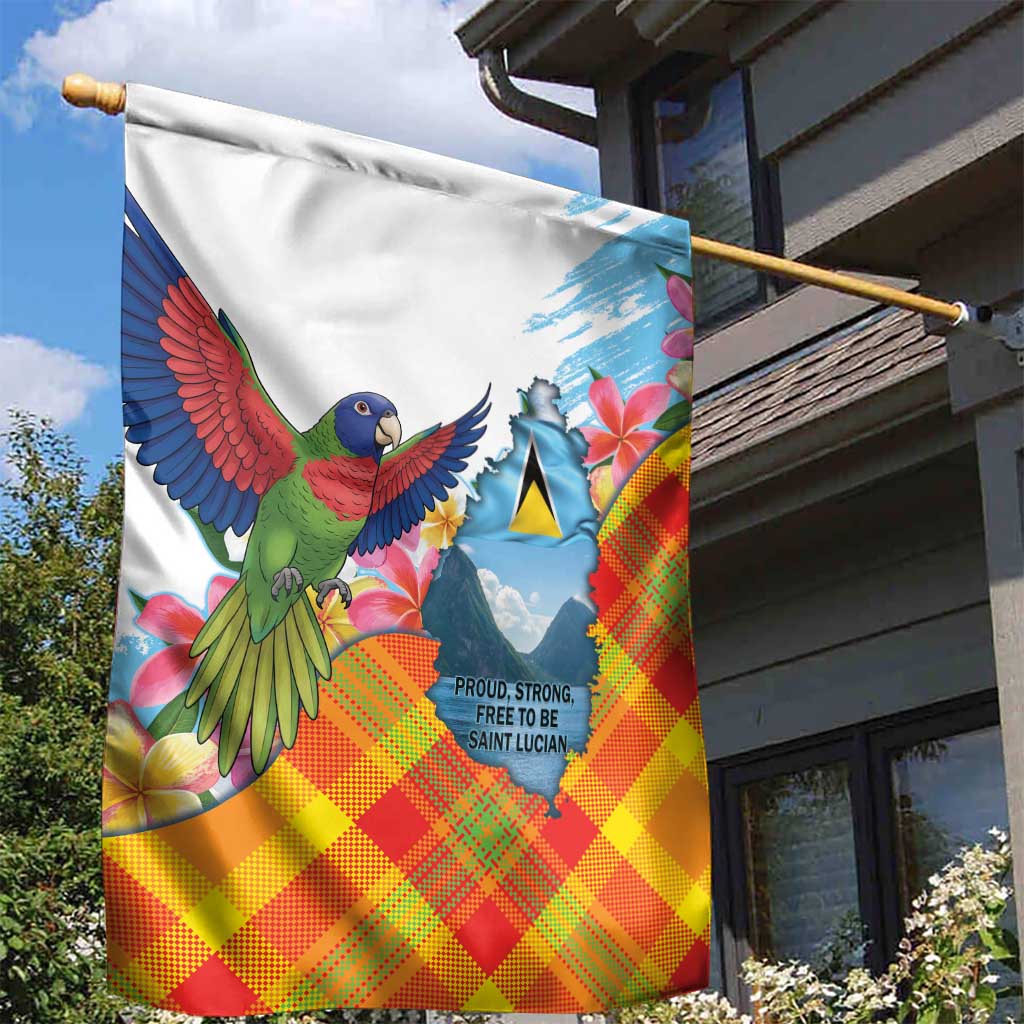 Saint Lucia Independence Day Garden Flag Saint Lucian Map Pitons Madras Pattern
