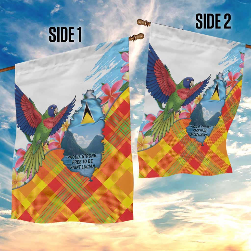 Saint Lucia Independence Day Garden Flag Saint Lucian Map Pitons Madras Pattern