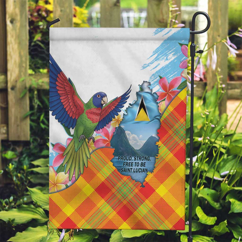 Saint Lucia Independence Day Garden Flag Saint Lucian Map Pitons Madras Pattern