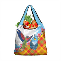 Saint Lucia Independence Day Grocery Bag Saint Lucian Map Pitons Madras Pattern