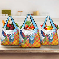Saint Lucia Independence Day Grocery Bag Saint Lucian Map Pitons Madras Pattern