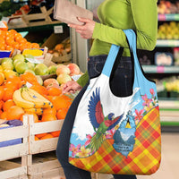 Saint Lucia Independence Day Grocery Bag Saint Lucian Map Pitons Madras Pattern