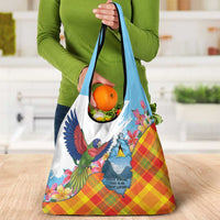 Saint Lucia Independence Day Grocery Bag Saint Lucian Map Pitons Madras Pattern