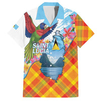 Saint Lucia Independence Day Hawaiian Shirt Saint Lucian Map Pitons Madras Pattern