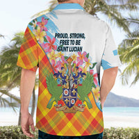 Saint Lucia Independence Day Hawaiian Shirt Saint Lucian Map Pitons Madras Pattern