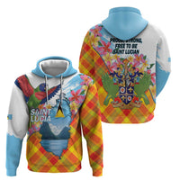 Saint Lucia Independence Day Hoodie Saint Lucian Map Pitons Madras Pattern