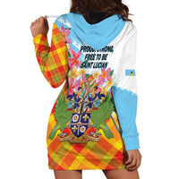 Saint Lucia Independence Day Hoodie Dress Saint Lucian Map Pitons Madras Pattern