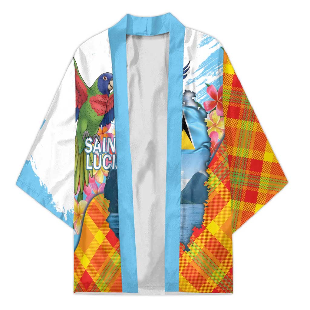 Saint Lucia Independence Day Kimono Saint Lucian Map Pitons Madras Pattern