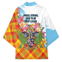Saint Lucia Independence Day Kimono Saint Lucian Map Pitons Madras Pattern