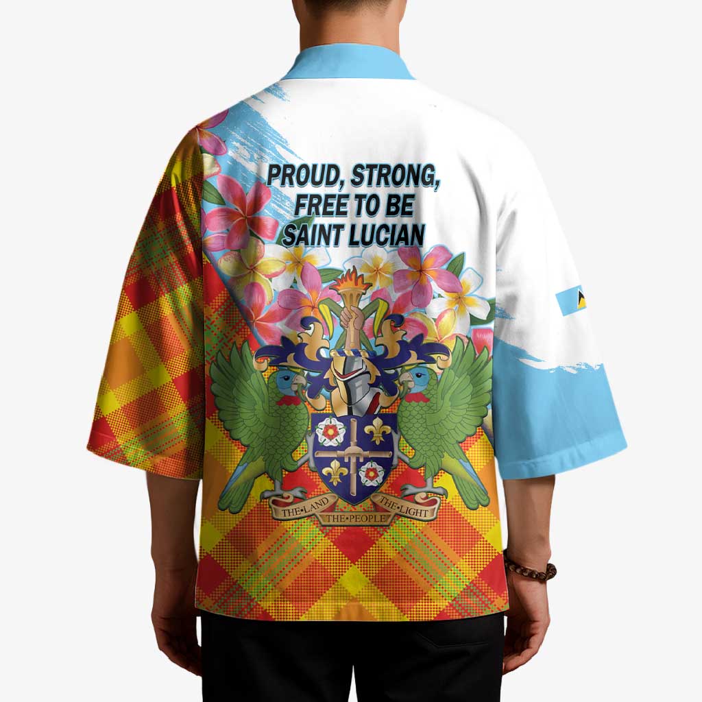 Saint Lucia Independence Day Kimono Saint Lucian Map Pitons Madras Pattern