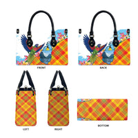 Saint Lucia Independence Day Leather Bag Saint Lucian Map Pitons Madras Pattern