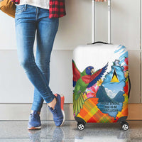 Saint Lucia Independence Day Luggage Cover Saint Lucian Map Pitons Madras Pattern