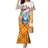 Saint Lucia Independence Day Mermaid Dress Saint Lucian Map Pitons Madras Pattern