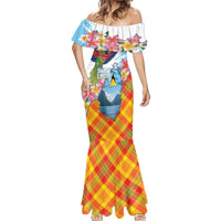 Saint Lucia Independence Day Mermaid Dress Saint Lucian Map Pitons Madras Pattern