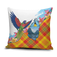 Saint Lucia Independence Day Pillow Cover Saint Lucian Map Pitons Madras Pattern
