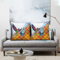 Saint Lucia Independence Day Pillow Cover Saint Lucian Map Pitons Madras Pattern