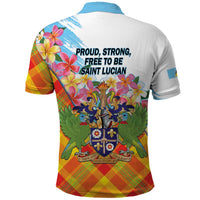 Saint Lucia Independence Day Polo Shirt Saint Lucian Map Pitons Madras Pattern