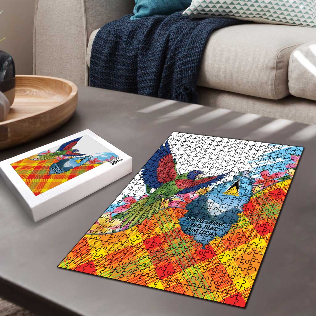 Saint Lucia Independence Day Puzzle Saint Lucian Map Pitons Madras Pattern