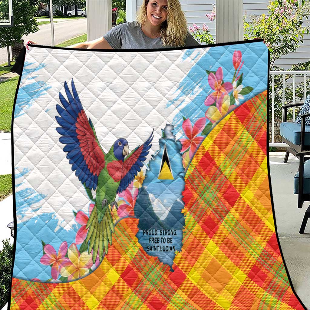 Saint Lucia Independence Day Quilt Saint Lucian Map Pitons Madras Pattern