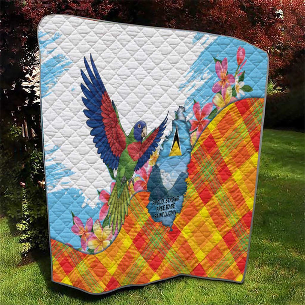 Saint Lucia Independence Day Quilt Saint Lucian Map Pitons Madras ...