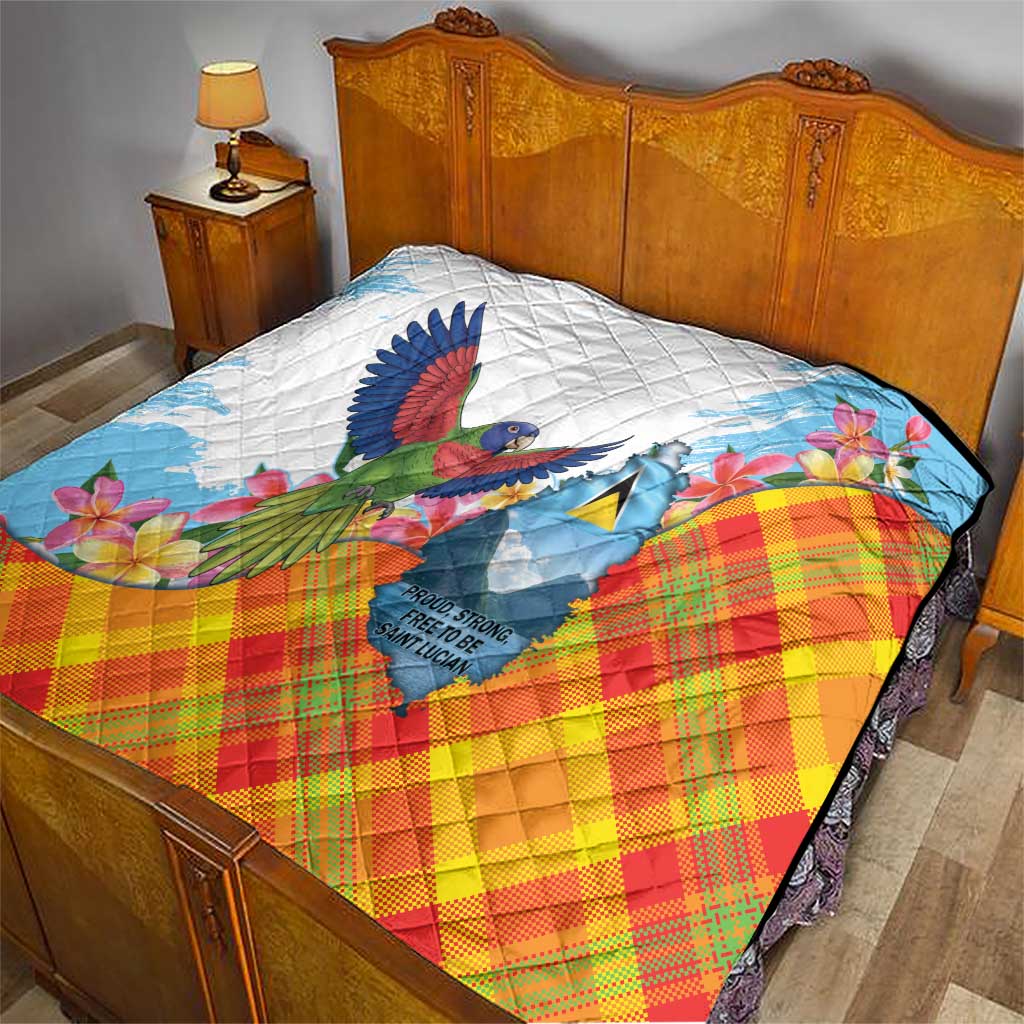 Saint Lucia Independence Day Quilt Saint Lucian Map Pitons Madras Pattern