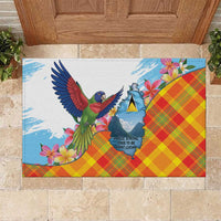 Saint Lucia Independence Day Rubber Doormat Saint Lucian Map Pitons Madras Pattern