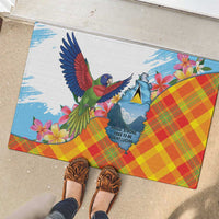 Saint Lucia Independence Day Rubber Doormat Saint Lucian Map Pitons Madras Pattern