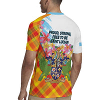 Saint Lucia Independence Day Rugby Jersey Saint Lucian Map Pitons Madras Pattern