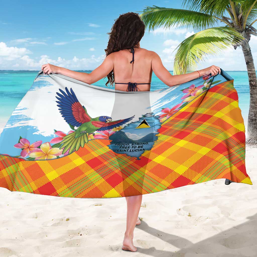Saint Lucia Independence Day Sarong Saint Lucian Map Pitons Madras Pattern