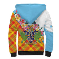 Saint Lucia Independence Day Sherpa Hoodie Saint Lucian Map Pitons Madras Pattern
