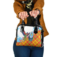 Saint Lucia Independence Day Shoulder Handbag Saint Lucian Map Pitons Madras Pattern